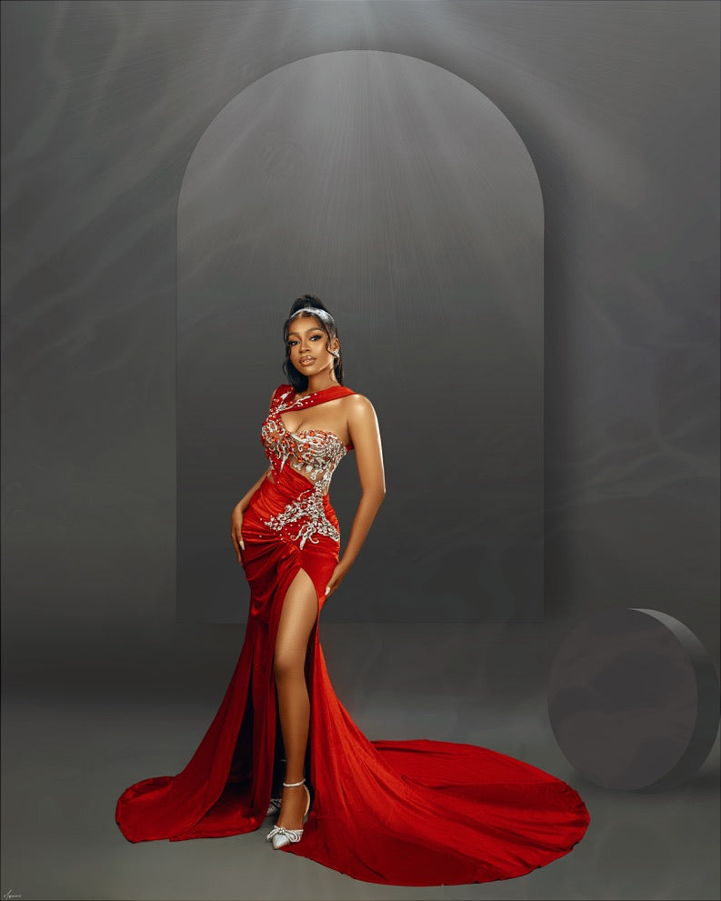 Shinne's Red Evening Dress - SHINNE