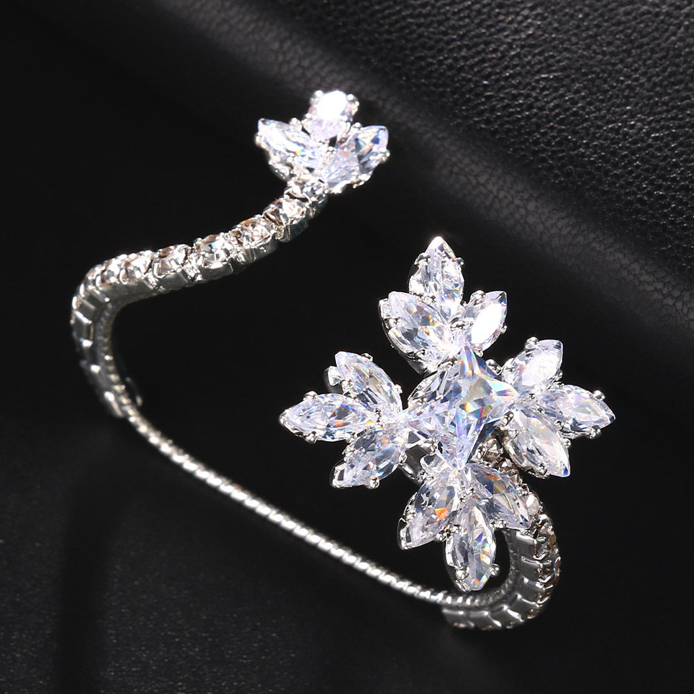 Simple style zircon ring women's flower shape high-end female ring wedding accessories ring - SHINNE