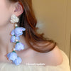 Pearl Fabric Flower Tassel Earrings, Fairy Long Earrings Resort Style Earrings for Women - SHINNE