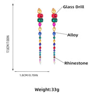 Super Flash Claw Chain Alloy Diamond Glass Diamond Long  Exaggerated Earrings Women's Dinner Earrings - SHINNE