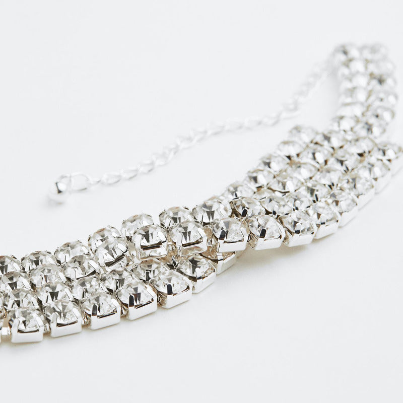 Hot Rhinestone Necklace Personalized Sparkling Multi-layer Twisted Necklace Versatile Accessories