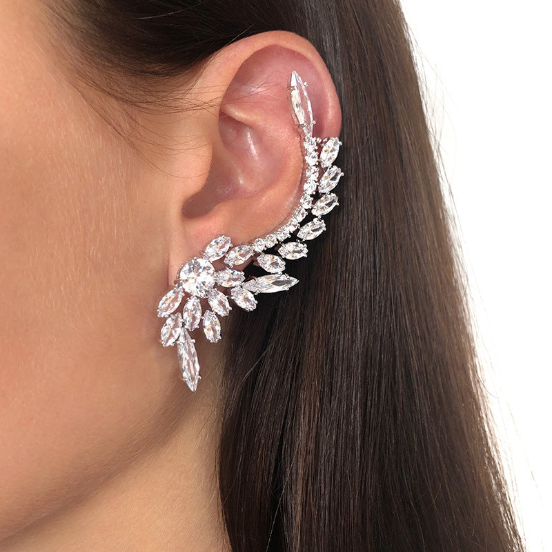 Silver luxury ear crawler earrings - SHINNE